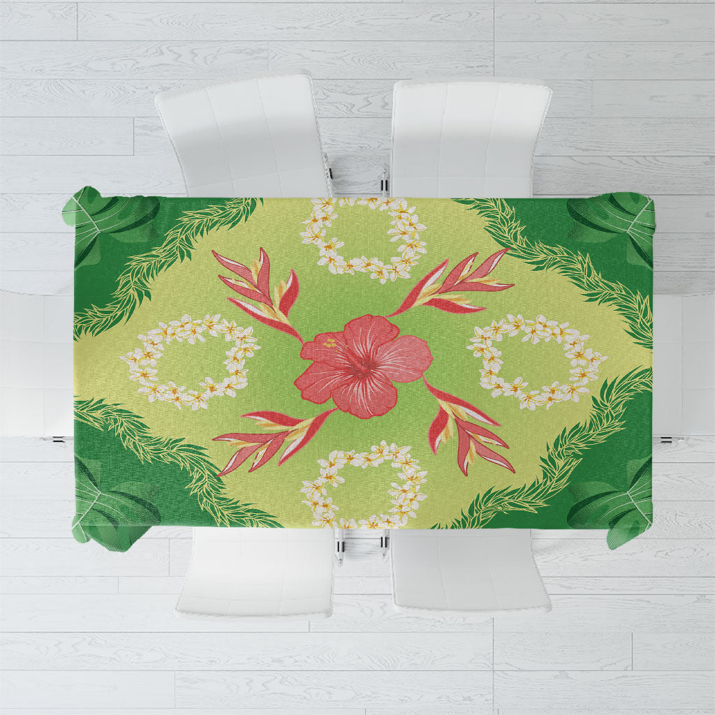 Hawaii Quilt Inspired Collection Aloha Flowers Tablecloth Plumeria - Ti Leaf Lei