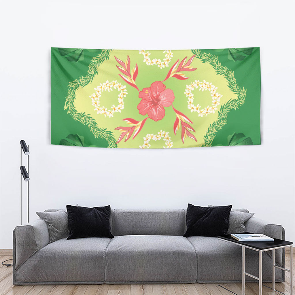 Hawaii Quilt Inspired Collection Aloha Flowers Tapestry Plumeria - Ti Leaf Lei