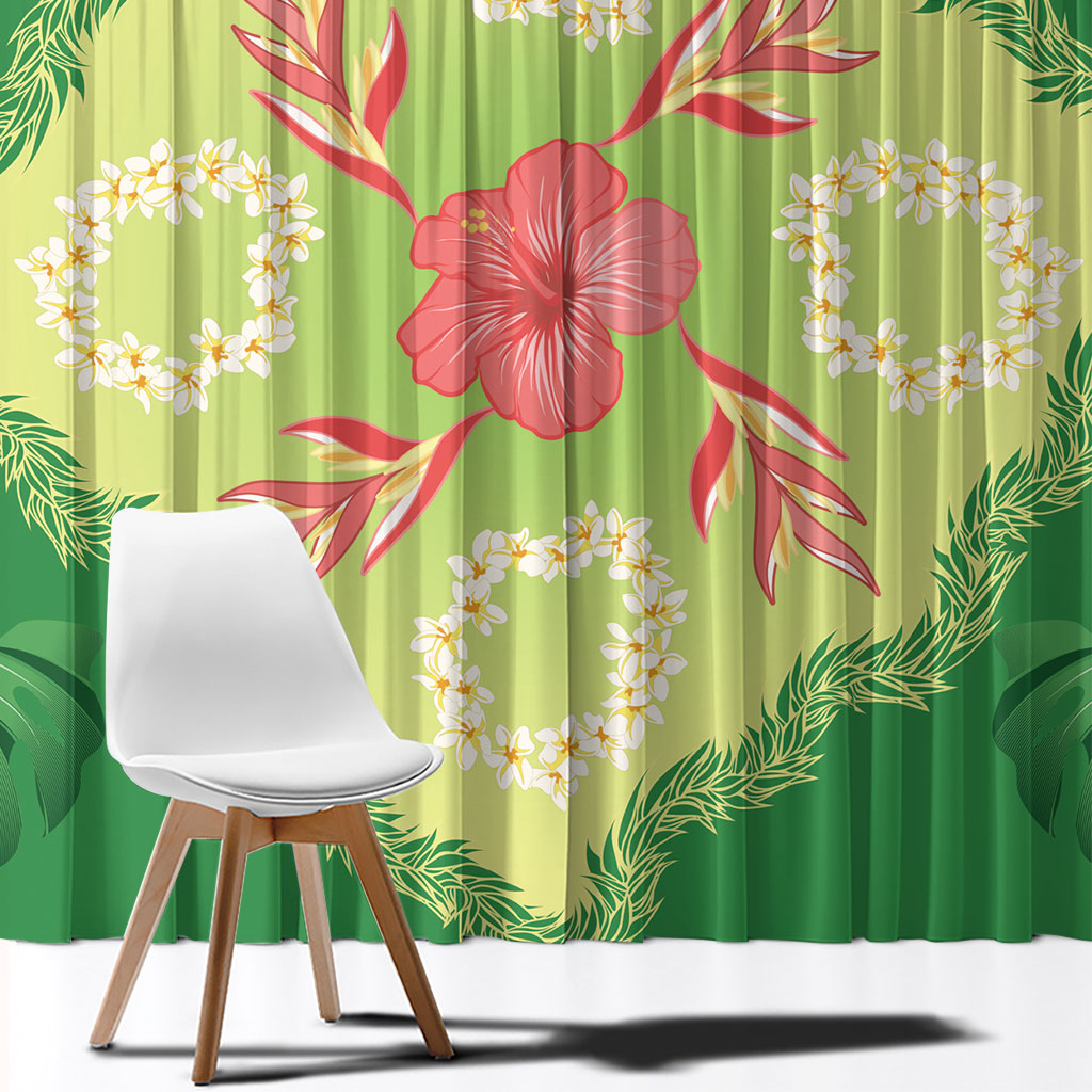 Hawaii Quilt Inspired Collection Aloha Flowers Window Curtain Plumeria - Ti Leaf Lei