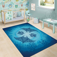 Hawaii Quilt Inspired Collection Aloha Sea Area Rug Manta Ray and Turtles