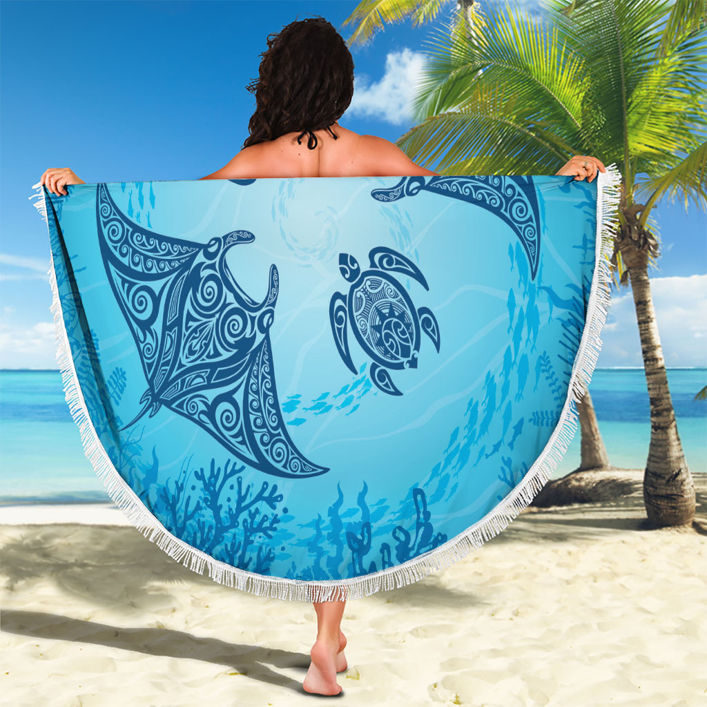 Hawaii Quilt Inspired Collection Aloha Sea Beach Blanket Manta Ray and Turtles