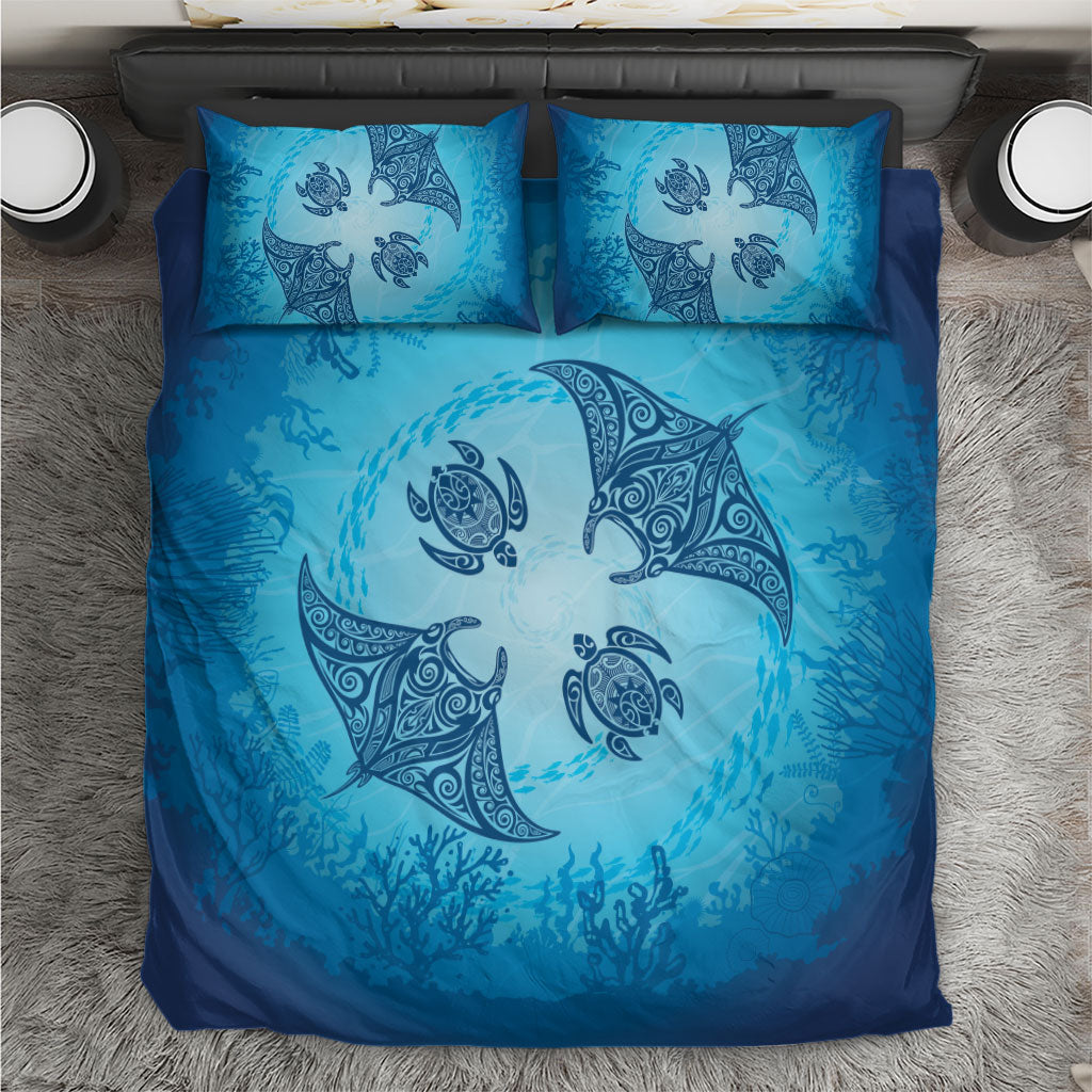 Hawaii Quilt Inspired Collection Aloha Sea Bedding Set Manta Ray and Turtles
