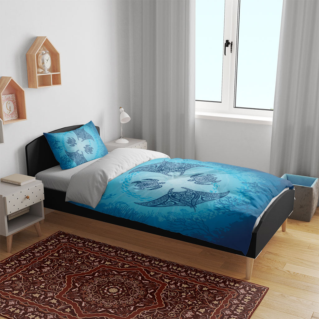 Hawaii Quilt Inspired Collection Aloha Sea Bedding Set Manta Ray and Turtles