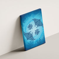 Hawaii Quilt Inspired Collection Aloha Sea Canvas Wall Art Manta Ray and Turtles