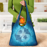 Hawaii Quilt Inspired Collection Aloha Sea Grocery Bag Manta Ray and Turtles