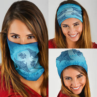 Hawaii Quilt Inspired Collection Aloha Sea Neck Gaiter Manta Ray and Turtles