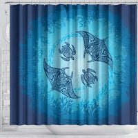 Hawaii Quilt Inspired Collection Aloha Sea Shower Curtain Manta Ray and Turtles
