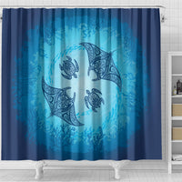Hawaii Quilt Inspired Collection Aloha Sea Shower Curtain Manta Ray and Turtles