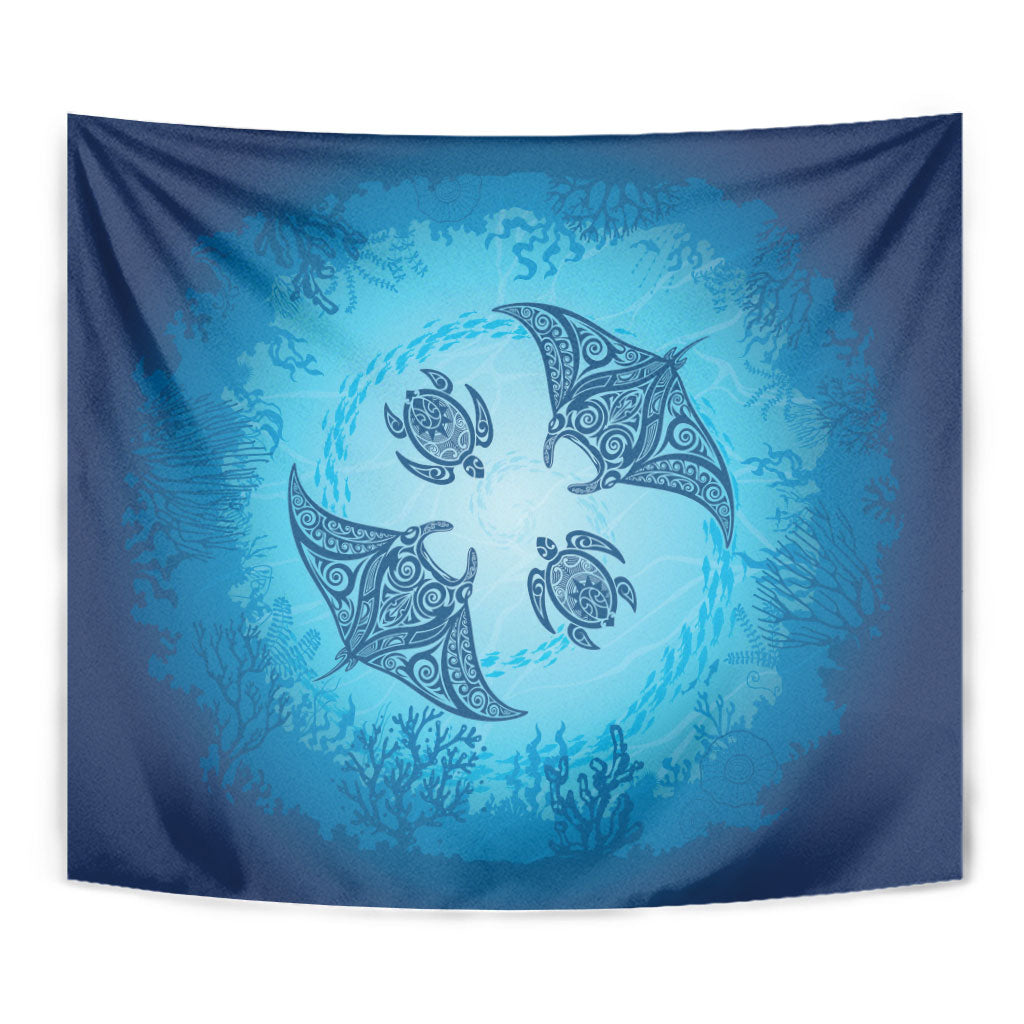 Hawaii Quilt Inspired Collection Aloha Sea Tapestry Manta Ray and Turtles