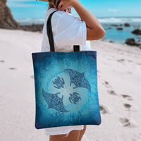 Hawaii Quilt Inspired Collection Aloha Sea Tote Bag Manta Ray and Turtles