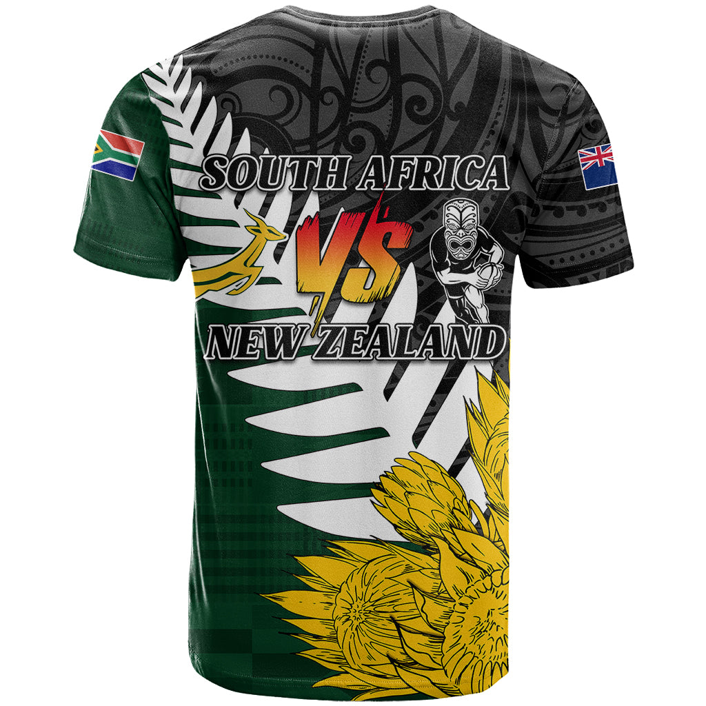 Personalised New Zealand Vs South Africa Rugby T Shirt Rivals - Tribal Style LT7 - Polynesian Pride