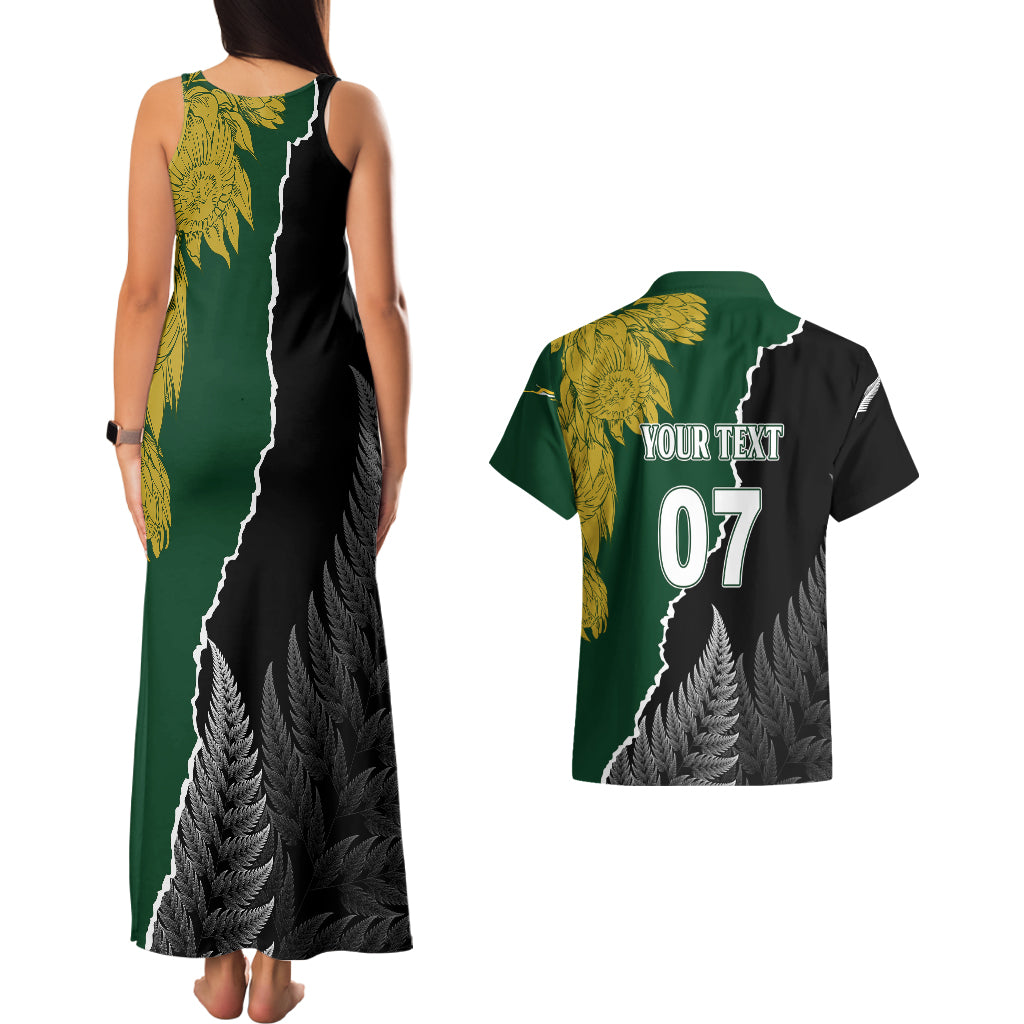 Personalised New Zealand Vs South Africa Rugby Couples Matching Tank Maxi Dress and Hawaiian Shirt Rivals Dynamics LT7 - Polynesian Pride