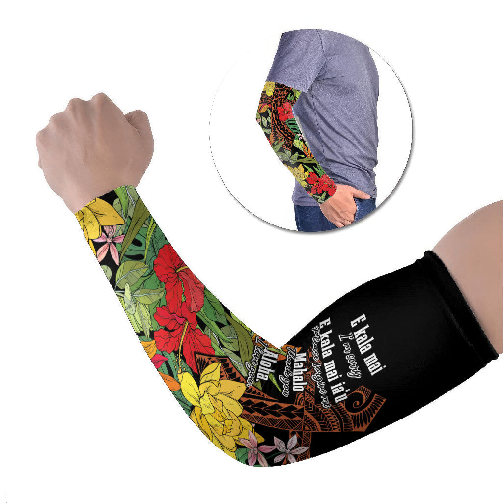 Mahalo Hawaii Ho'oponopono Pule Arm Sleeves Polynesian Pattern Cross