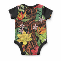 Mahalo Hawaii Ho'oponopono Pule Baby Onesie Polynesian Pattern Cross