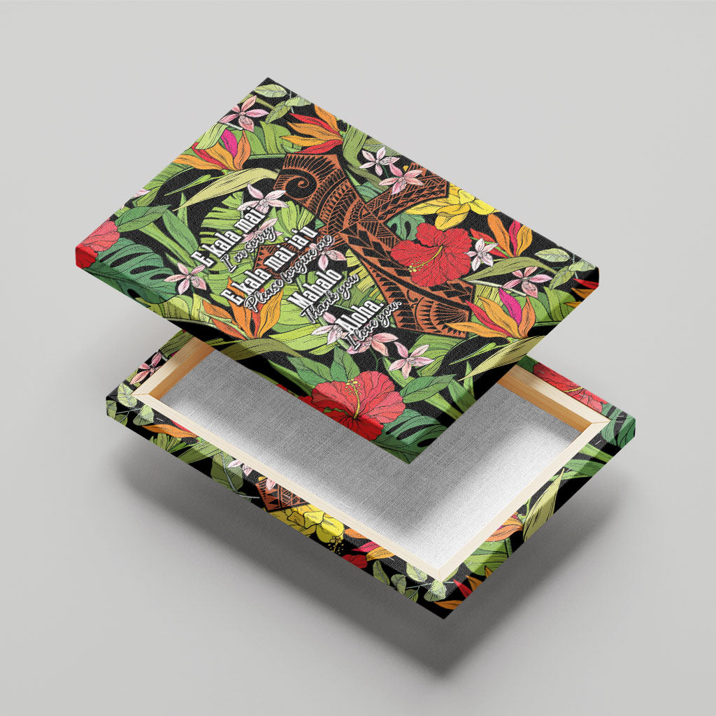 Mahalo Hawaii Ho'oponopono Pule Canvas Wall Art Polynesian Pattern Cross