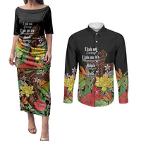 Mahalo Hawaii Ho'oponopono Pule Couples Matching Puletasi and Long Sleeve Button Shirt Polynesian Pattern Cross