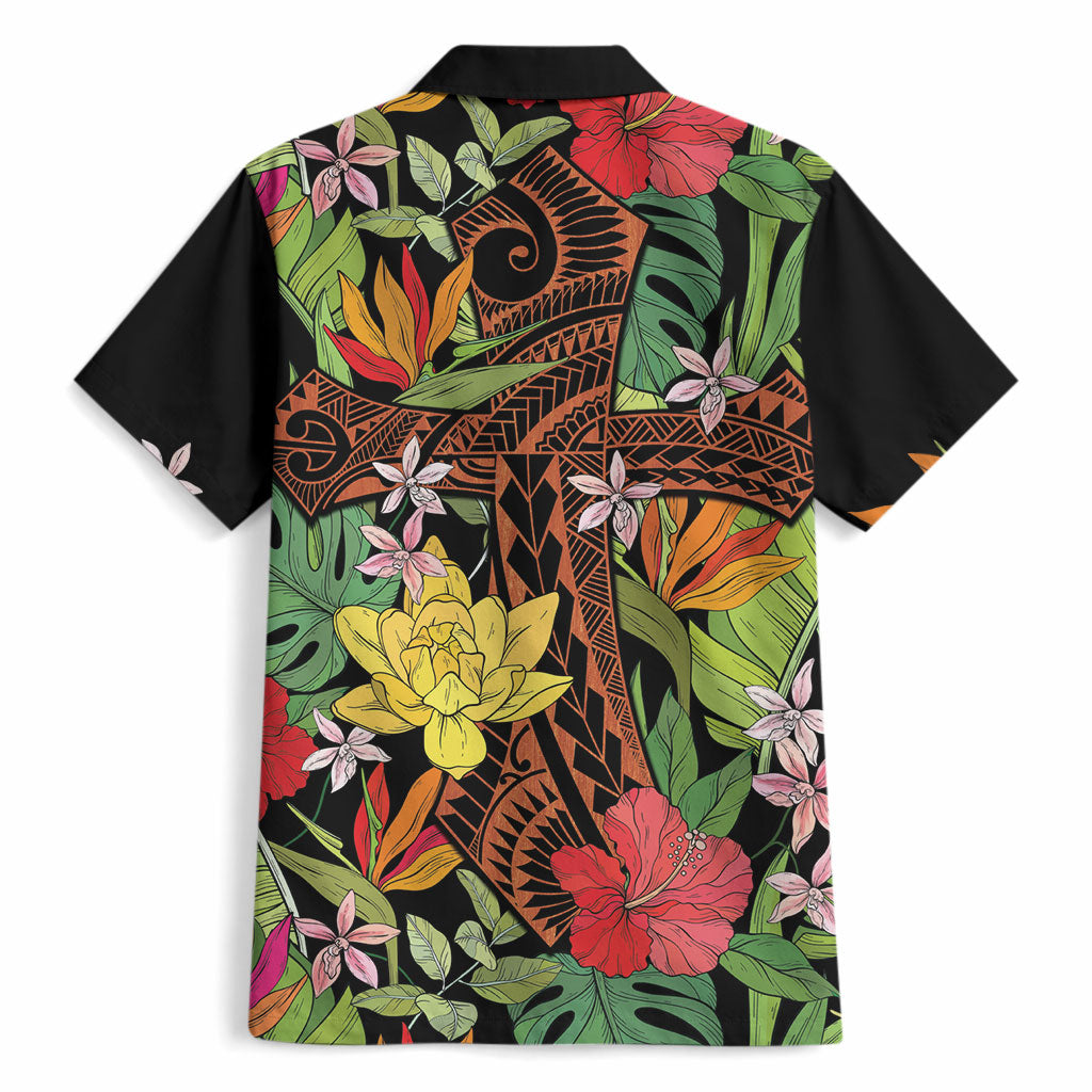 Mahalo Hawaii Ho'oponopono Pule Hawaiian Shirt Polynesian Pattern Cross