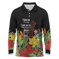 Mahalo Hawaii Ho'oponopono Pule Long Sleeve Polo Shirt Polynesian Pattern Cross