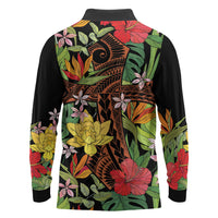Mahalo Hawaii Ho'oponopono Pule Long Sleeve Polo Shirt Polynesian Pattern Cross