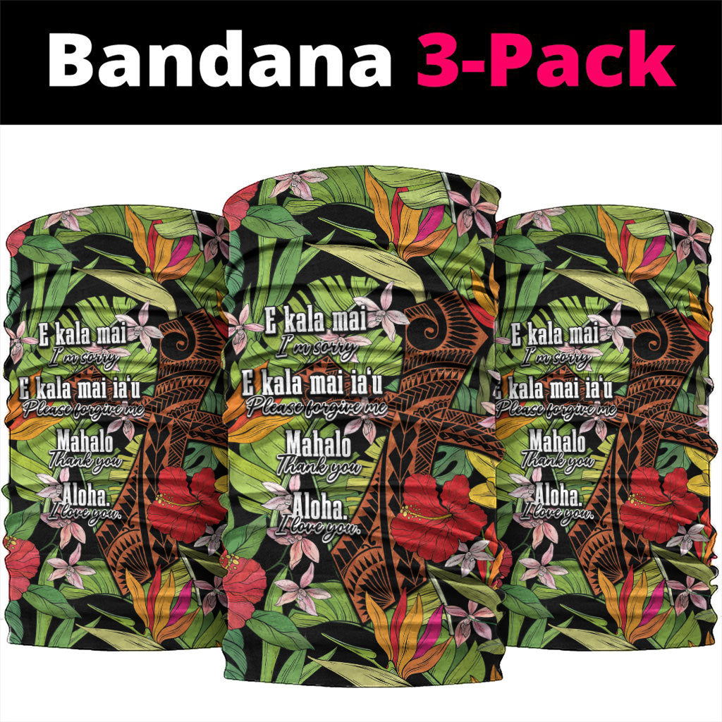 Mahalo Hawaii Ho'oponopono Pule Neck Gaiter Polynesian Pattern Cross