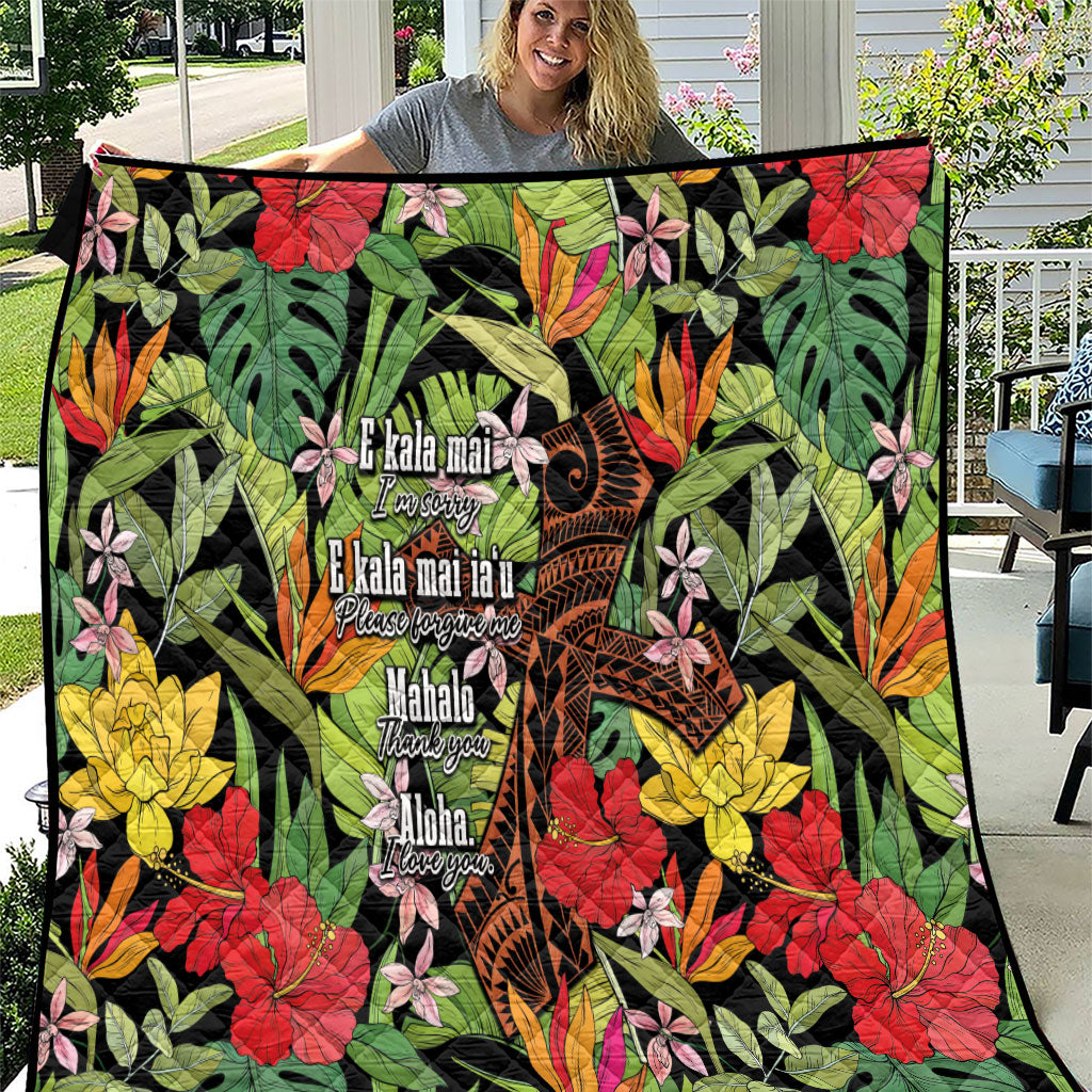 Mahalo Hawaii Ho'oponopono Pule Quilt Polynesian Pattern Cross