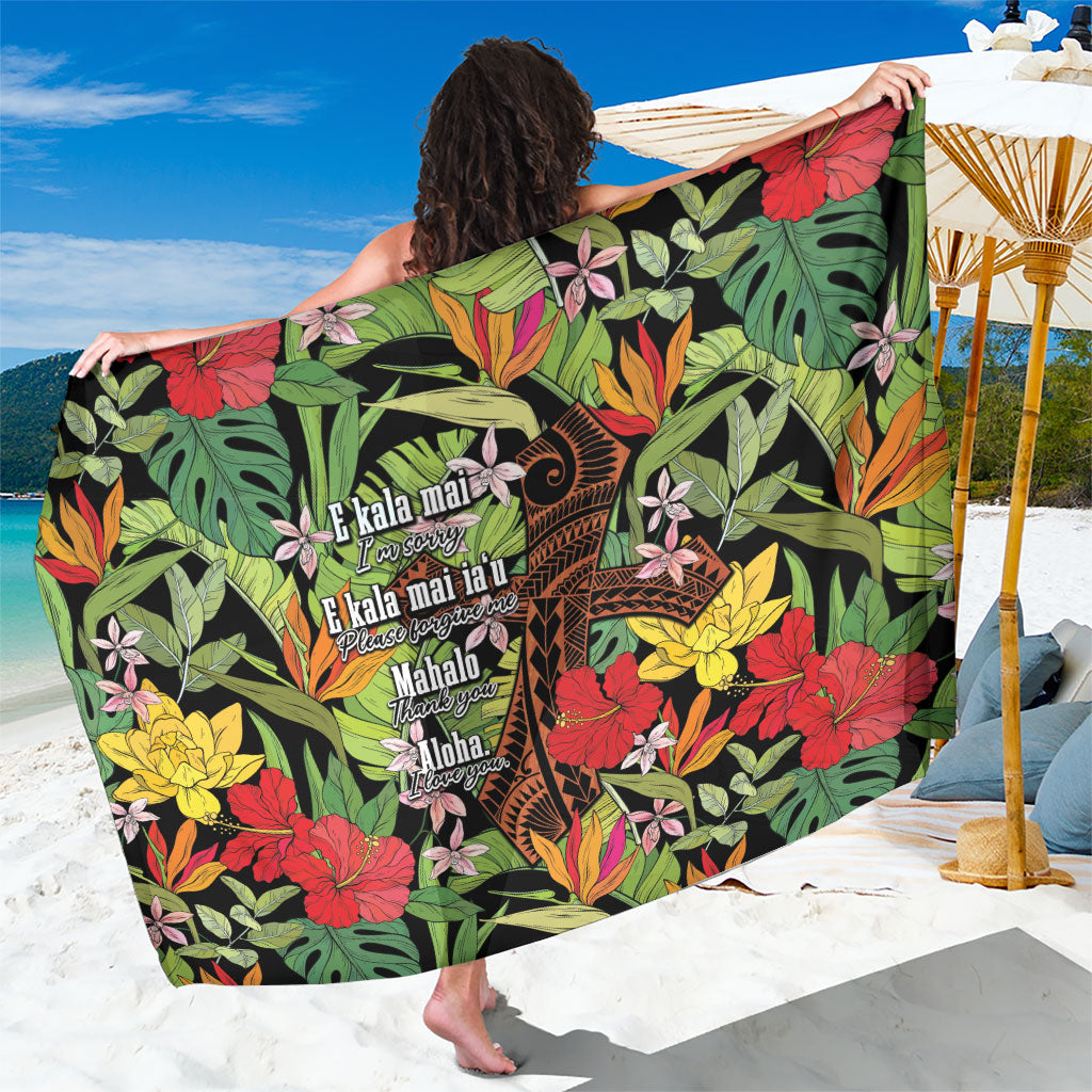 Mahalo Hawaii Ho'oponopono Pule Sarong Polynesian Pattern Cross