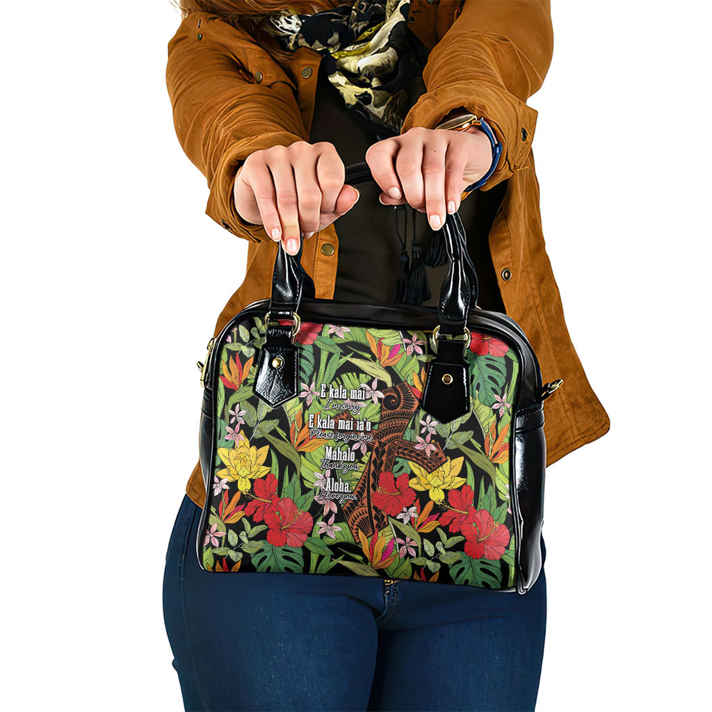 Mahalo Hawaii Ho'oponopono Pule Shoulder Handbag Polynesian Pattern Cross