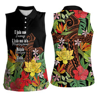 Mahalo Hawaii Ho'oponopono Pule Women Sleeveless Polo Shirt Polynesian Pattern Cross