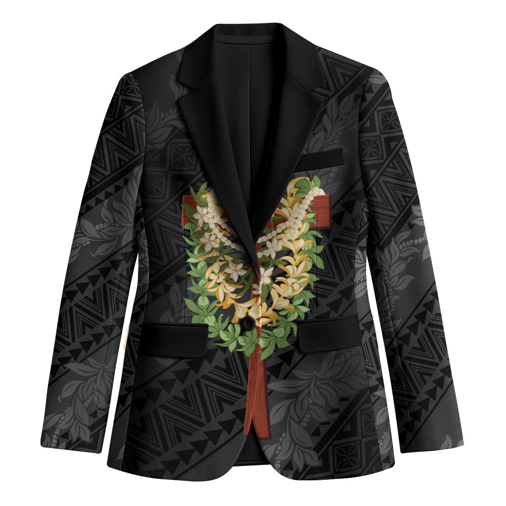 Hawaii ⁠Ka Pule a ka Haku Memorial Blazer Flower Lei Cross - Black