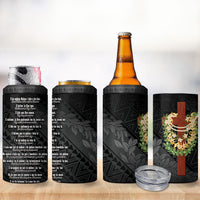 Hawaii ⁠Ka Pule a ka Haku Memorial 4 in 1 Can Cooler Tumbler Flower Lei Cross - Black