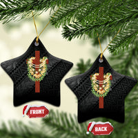 Hawaii ⁠Ka Pule a ka Haku Memorial Ceramic Ornament Flower Lei Cross - Black