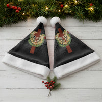 Hawaii ⁠Ka Pule a ka Haku Memorial Christmas Santa Hat Flower Lei Cross - Black