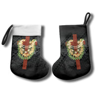 Hawaii ⁠Ka Pule a ka Haku Memorial Christmas Stocking Flower Lei Cross - Black