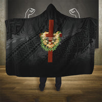 Hawaii ⁠Ka Pule a ka Haku Memorial Hooded Blanket Flower Lei Cross - Black