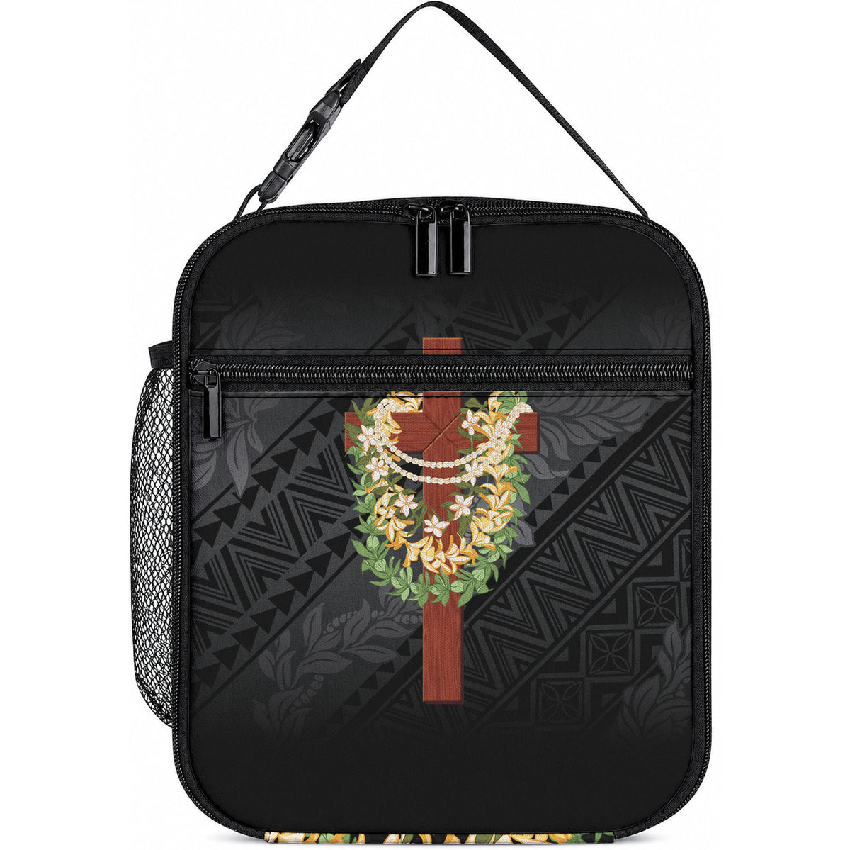 Hawaii ⁠Ka Pule a ka Haku Memorial Lunch Bag Flower Lei Cross - Black