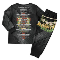 Hawaii ⁠Ka Pule a ka Haku Memorial Christmas Pajama Set Flower Lei Cross - Black
