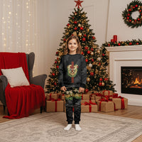 Hawaii ⁠Ka Pule a ka Haku Memorial Christmas Pajama Set Flower Lei Cross - Black