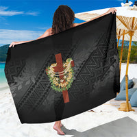 Hawaii ⁠Ka Pule a ka Haku Memorial Sarong Flower Lei Cross - Black