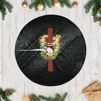 Hawaii ⁠Ka Pule a ka Haku Memorial Tree Skirt Flower Lei Cross - Black
