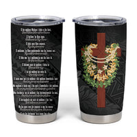 Hawaii ⁠Ka Pule a ka Haku Memorial Tumbler Cup Flower Lei Cross - Black
