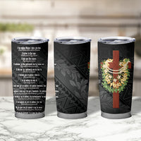 Hawaii ⁠Ka Pule a ka Haku Memorial Tumbler Cup Flower Lei Cross - Black