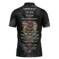 Hawaii ⁠Ka Pule a ka Haku Memorial Zipper Polo Shirt Flower Lei Cross - Black