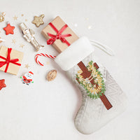 Hawaii ⁠Ka Pule a ka Haku Memorial Christmas Stocking Flower Lei Cross - Ivory White