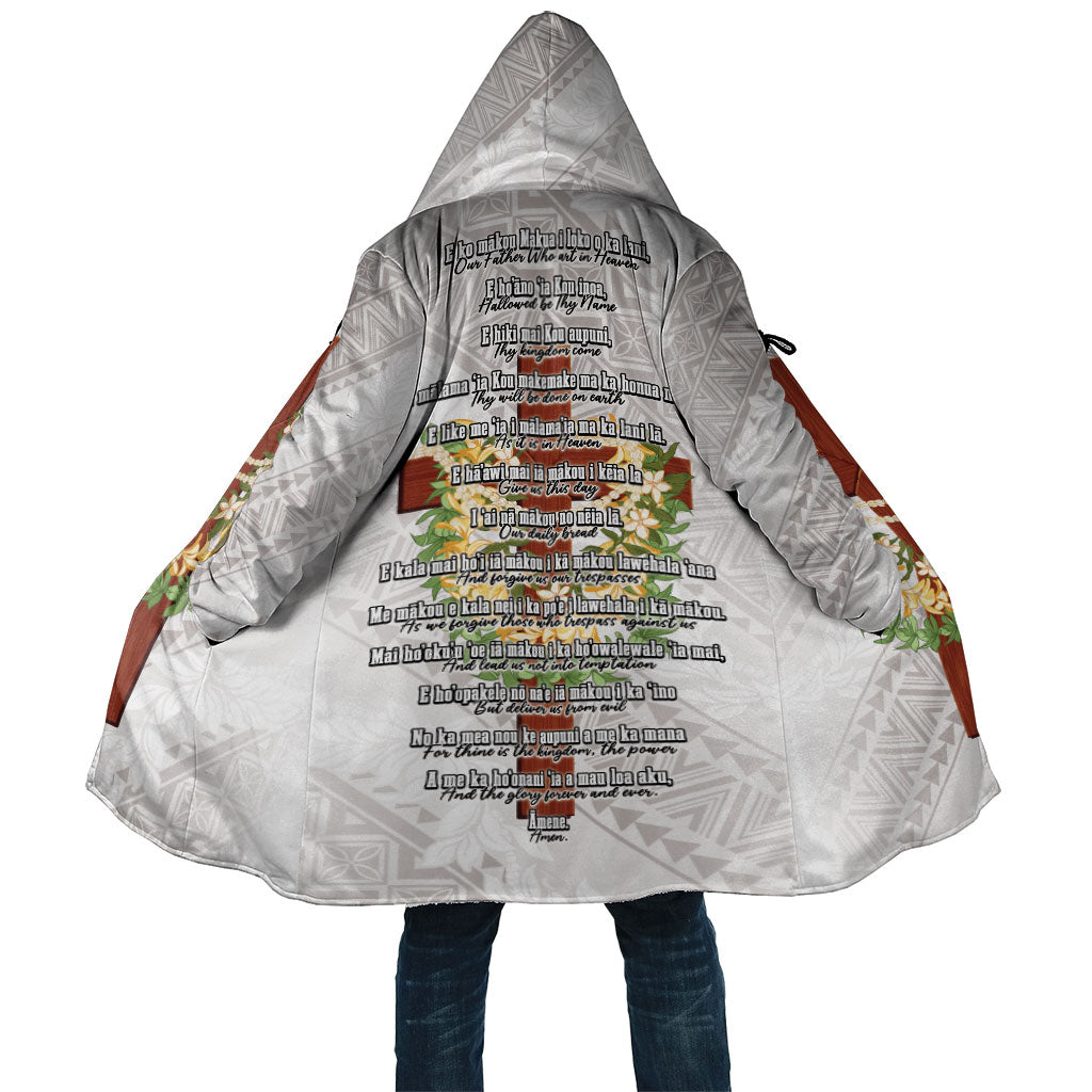 Hawaii ⁠Ka Pule a ka Haku Memorial Cloak Flower Lei Cross - Ivory White