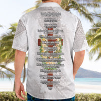 Hawaii ⁠Ka Pule a ka Haku Memorial Hawaiian Shirt Flower Lei Cross - Ivory White