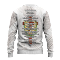 Hawaii ⁠Ka Pule a ka Haku Memorial Ugly Christmas Sweater Flower Lei Cross - Ivory White