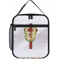Hawaii ⁠Ka Pule a ka Haku Memorial Lunch Bag Flower Lei Cross - Ivory White