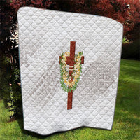 Hawaii ⁠Ka Pule a ka Haku Memorial Quilt Flower Lei Cross - Ivory White