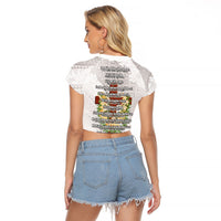 Hawaii ⁠Ka Pule a ka Haku Memorial Raglan Cropped T Shirt Flower Lei Cross - Ivory White