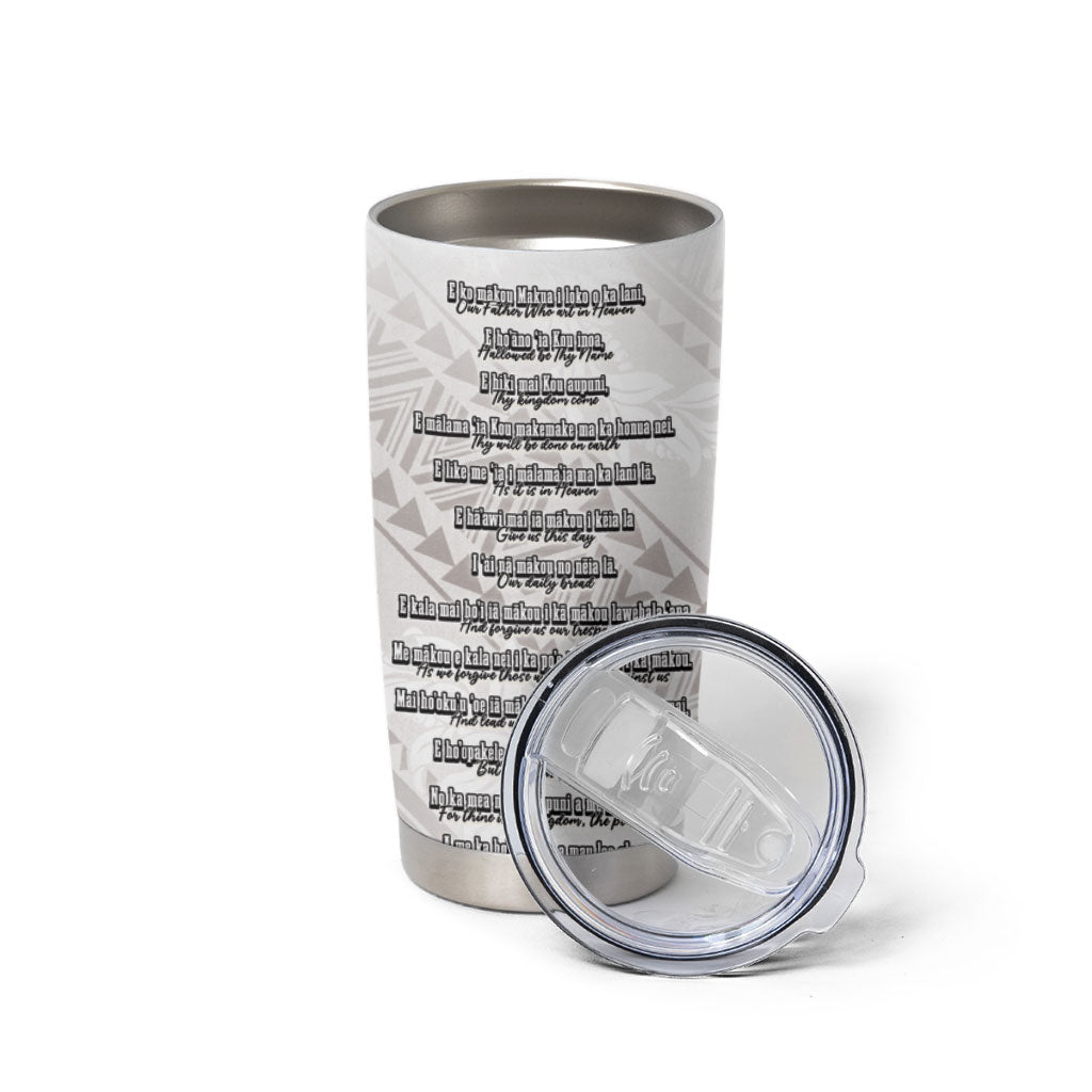 Hawaii ⁠Ka Pule a ka Haku Memorial Tumbler Cup Flower Lei Cross - Ivory White